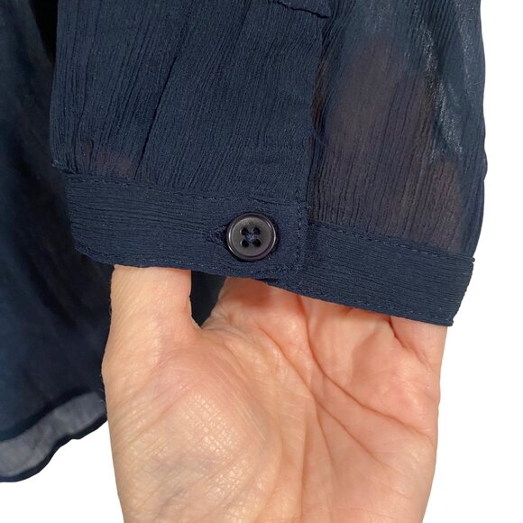 Anthropologie Maeve Helene Sequined Embellished Peplum Navy Blue Blouse Size 2 - Picture 6 of 10